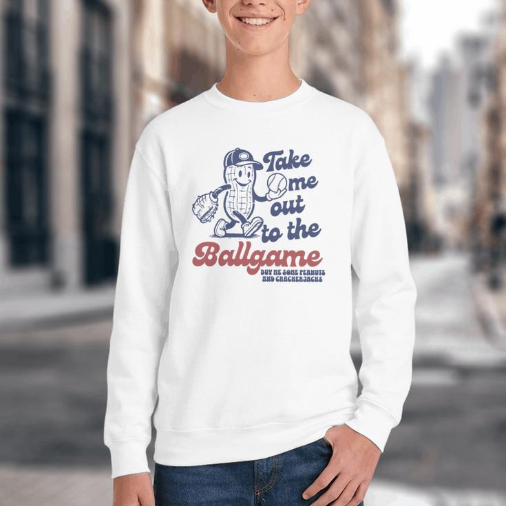 Take Me Out To The Ball Game Retro Peanuts Baseball Sports Youth Crewneck Sweatshirt Take Me Out To The Ball Game Retro Peanuts Baseball Sports Youth Crewneck Sweatshirt