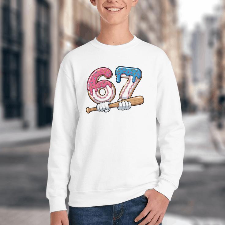 Baseball 67 Kids Ice Cream Drip Six Seven Youth Boys Youth Crewneck Sweatshirt