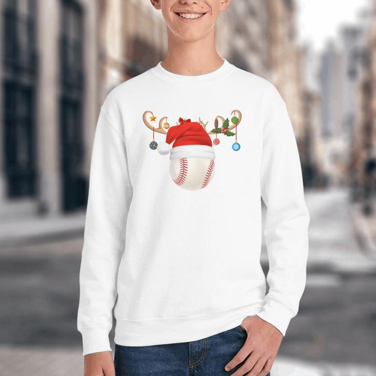 Baseball Christmas Reindeer Santa Hat Sports Player Xmas Youth Crewneck Sweatshirt Baseball Christmas Reindeer Santa Hat Sports Player Xmas Youth Crewneck Sweatshirt