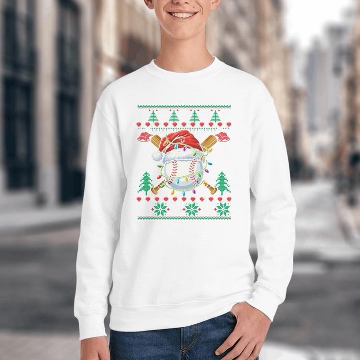 Baseball Christmas Ugly Sweater Santa Sport Men Kids Youth Crewneck Sweatshirt