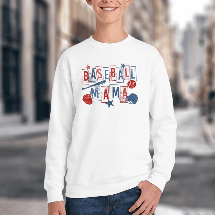Baseball Mama Mom Mother Vintage Game Day Youth Crewneck Sweatshirt Baseball Mama Mom Mother Vintage Game Day Youth Crewneck Sweatshirt