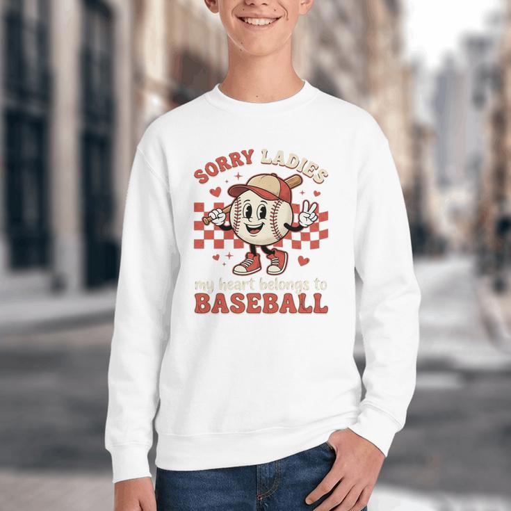 Boys & Women Men Baseball Valentine With Hearts Sporty Love Youth Crewneck Sweatshirt