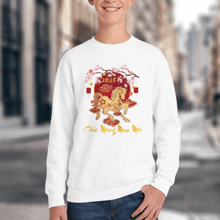 Chuc Mung NAM Moi 2026 Vietnamese Lunar New Year Of Horse Raglan Baseball Tee Youth Crewneck Sweatshirt Chuc Mung NAM Moi 2026 Vietnamese Lunar New Year Of Horse Raglan Baseball Tee Youth Crewneck Sweatshirt