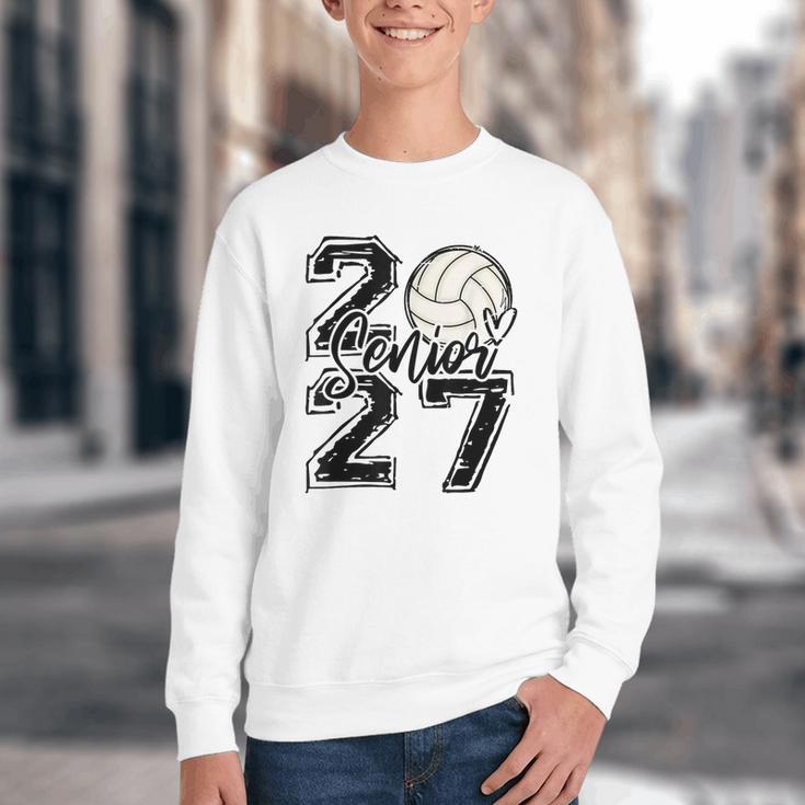 Class Of 2027 Volleyball Senior 2027 Back To School Youth Crewneck Sweatshirt