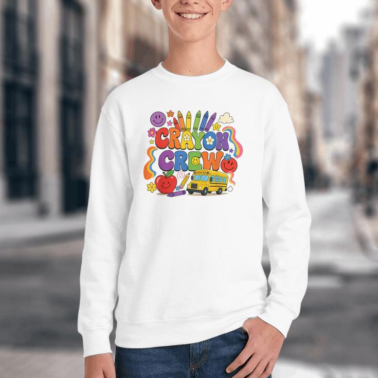 Crayon Crew Cute Back To School Vibes Student Youth Crewneck Sweatshirt Crayon Crew Cute Back To School Vibes Student Youth Crewneck Sweatshirt