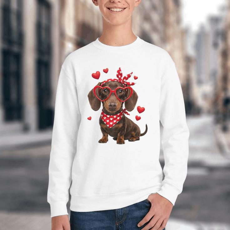 Dachshund Valentines Day Wiener Dog Lover Weenie Heart Raglan Baseball Tee Youth Crewneck Sweatshirt Dachshund Valentines Day Wiener Dog Lover Weenie Heart Raglan Baseball Tee Youth Crewneck Sweatshirt
