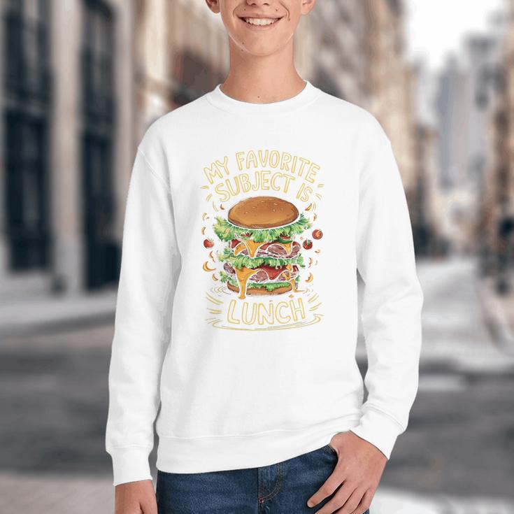 My Favorite Subject Is Lunch Hamburger Back To School Premium Tri-Blend Youth Crewneck Sweatshirt My Favorite Subject Is Lunch Hamburger Back To School Premium Tri-Blend Youth Crewneck Sweatshirt
