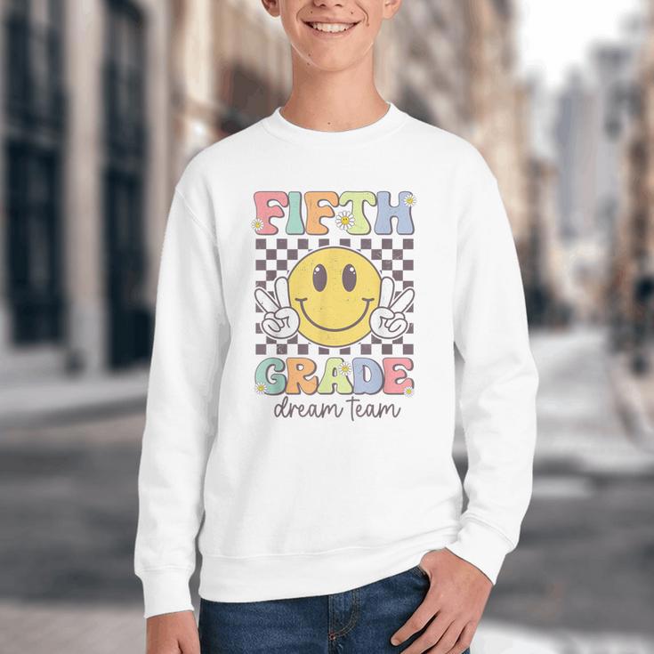 Fifth Grade Dream Team Smile Face Back To School 5th Grade Youth Crewneck Sweatshirt Fifth Grade Dream Team Smile Face Back To School 5th Grade Youth Crewneck Sweatshirt