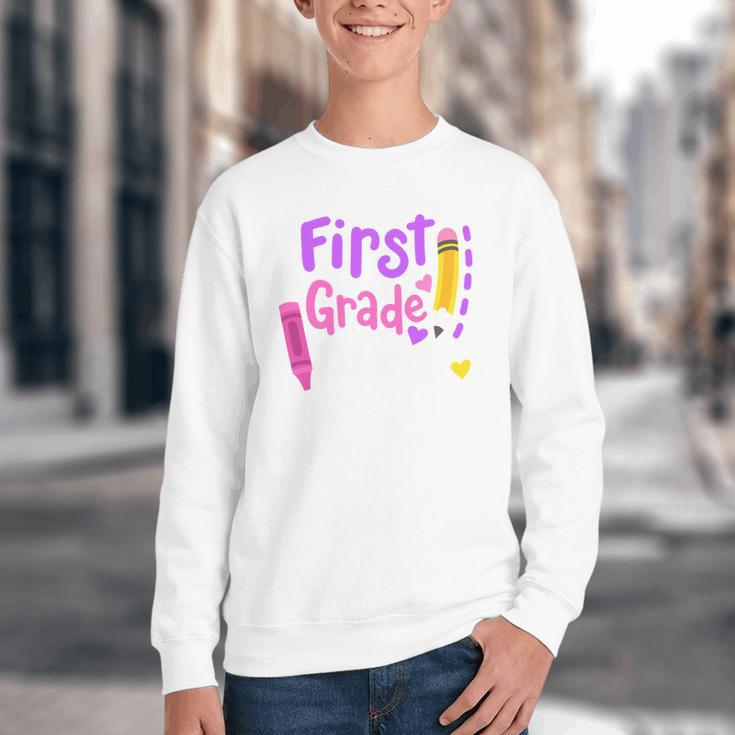 First Grade Diva Welcome Back To School 1st Grade Kids Performance Youth Crewneck Sweatshirt First Grade Diva Welcome Back To School 1st Grade Kids Performance Youth Crewneck Sweatshirt