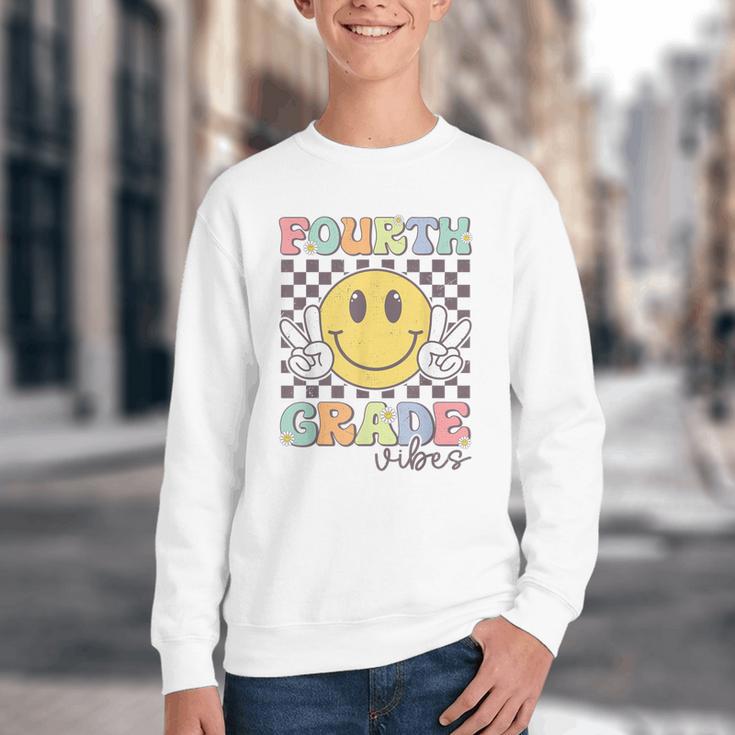 Fourth Grade Vibes Smile Face 4th Grade Team Back To School Youth Crewneck Sweatshirt Fourth Grade Vibes Smile Face 4th Grade Team Back To School Youth Crewneck Sweatshirt