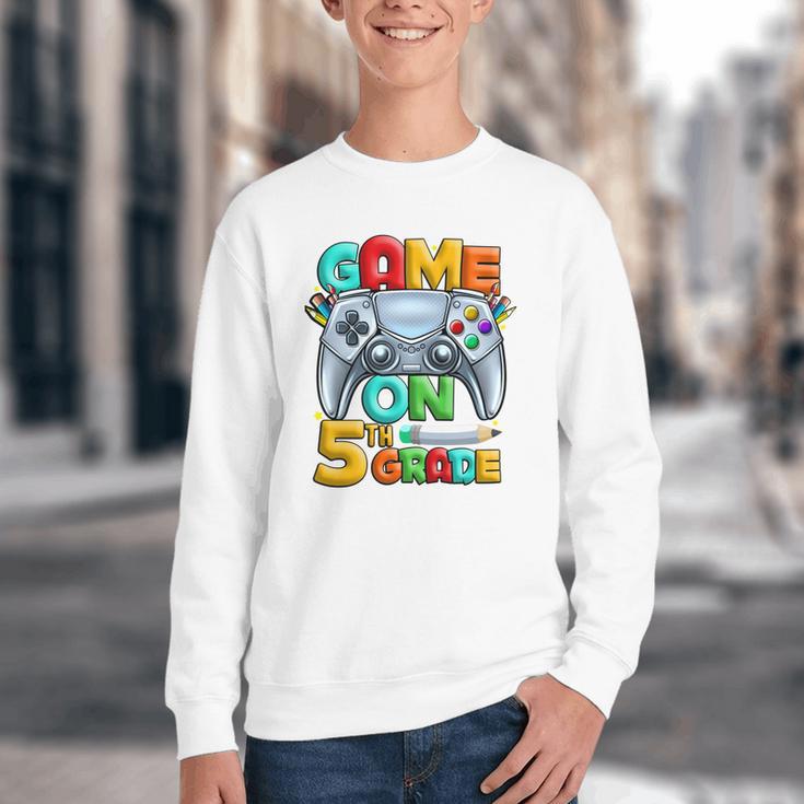 Game On 5th Grade Back To School 5th Grade Level Unlocked Performance Youth Crewneck Sweatshirt