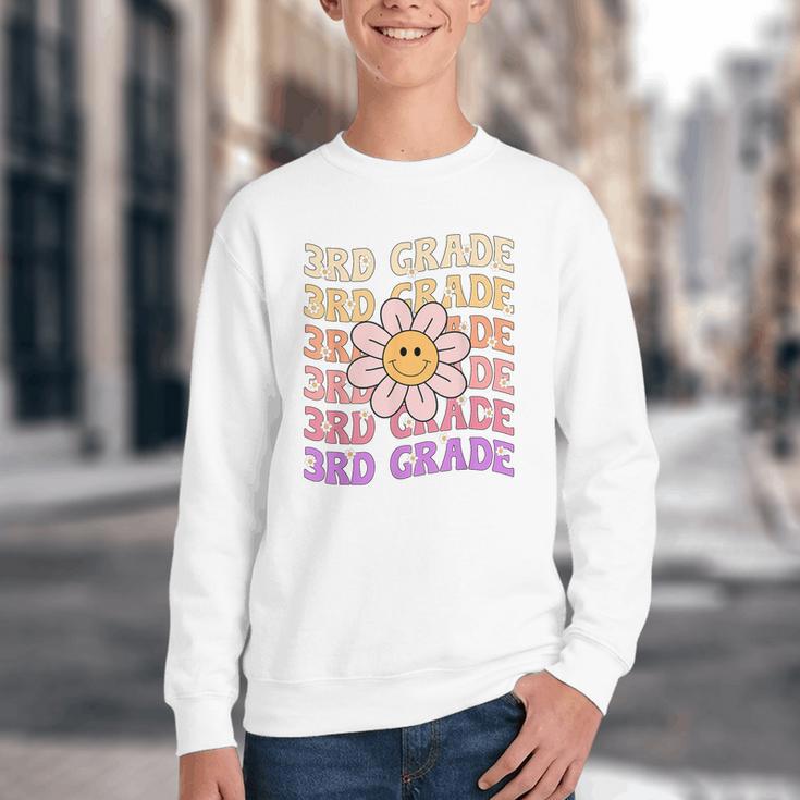 Groovy 3rd Grade Back To School Retro Groovy Third Grade Youth Crewneck Sweatshirt Groovy 3rd Grade Back To School Retro Groovy Third Grade Youth Crewneck Sweatshirt