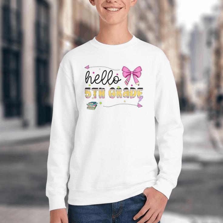 Hello 5th Grade Girls Coquette Fifth Grade Back To School Youth Crewneck Sweatshirt Hello 5th Grade Girls Coquette Fifth Grade Back To School Youth Crewneck Sweatshirt