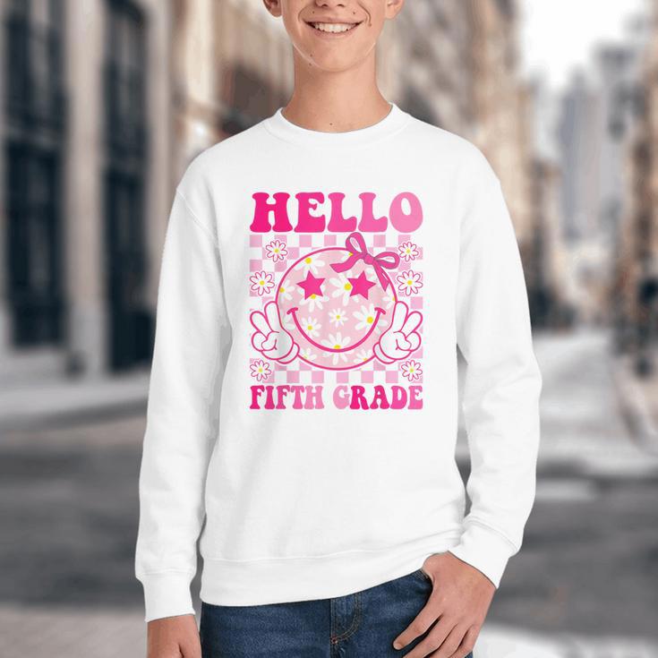 Hello Fifth Grade Coquette Bow Back To School 5th Grade Girl Youth Crewneck Sweatshirt