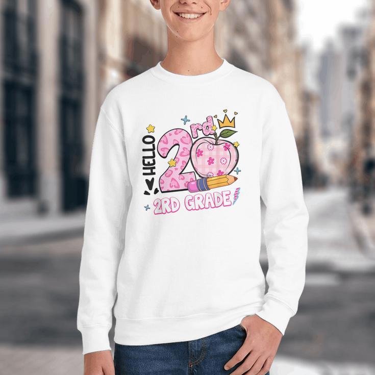 Hello Second 2nd Grade Leopard Tie Dye Girl Back To School Youth Crewneck Sweatshirt Hello Second 2nd Grade Leopard Tie Dye Girl Back To School Youth Crewneck Sweatshirt