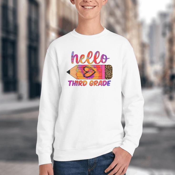 Hello Third Grade Back To School Pencil Tie Dye 3rd Grade Performance Youth Crewneck Sweatshirt Hello Third Grade Back To School Pencil Tie Dye 3rd Grade Performance Youth Crewneck Sweatshirt
