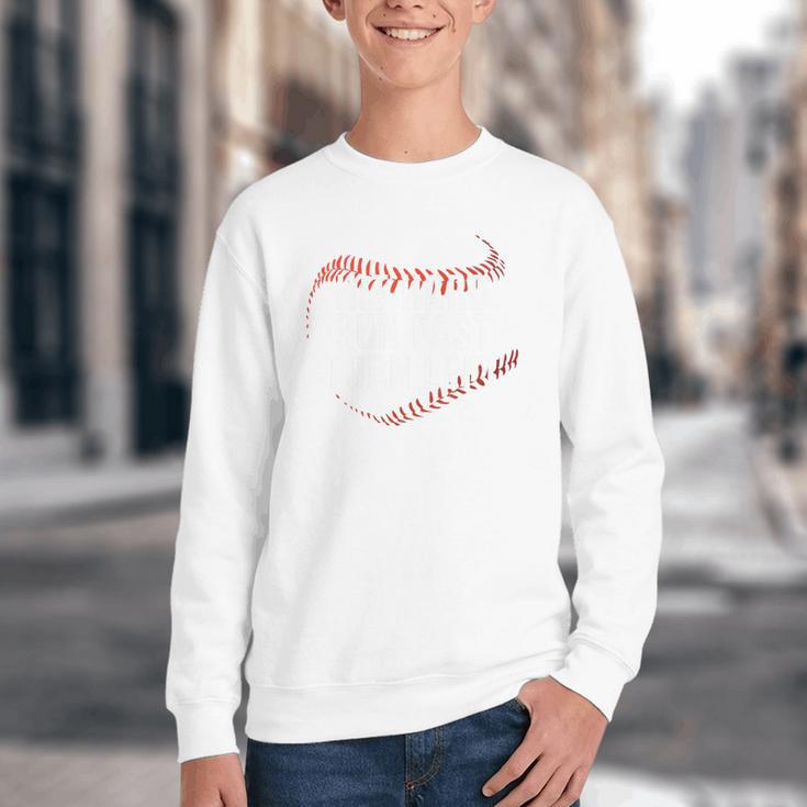 Hit Hard Run Fast Turn Left Baseball Player & Fan Premium Tri-Blend Youth Crewneck Sweatshirt