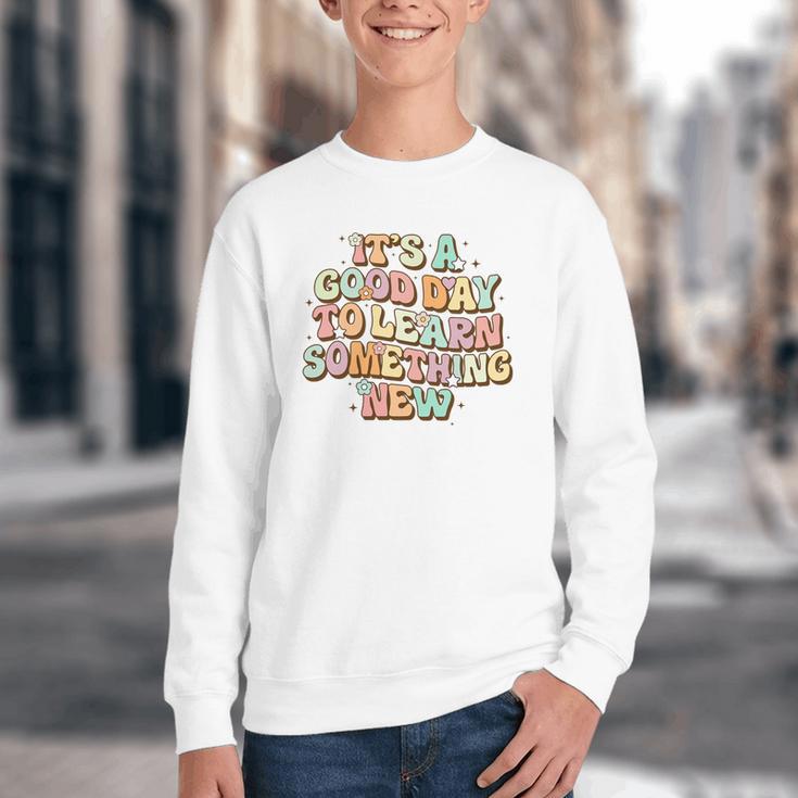 It's A Good Day To Learn Something New Retro Back To School Premium Tri-Blend Youth Crewneck Sweatshirt It's A Good Day To Learn Something New Retro Back To School Premium Tri-Blend Youth Crewneck Sweatshirt