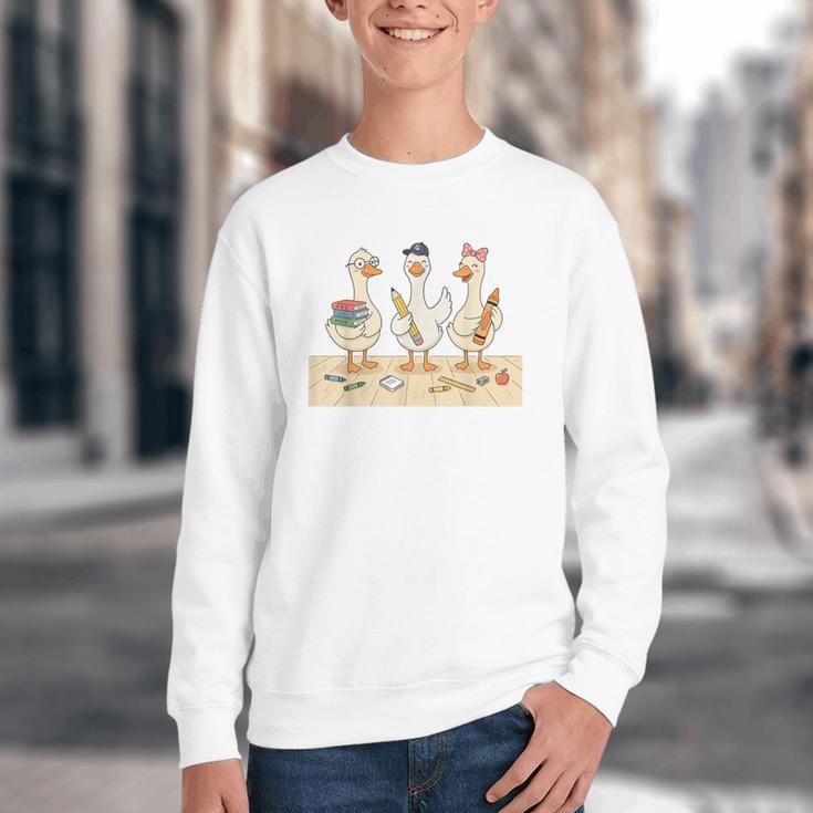 Kindergarten 1st Grade Goose Back To School Kids Youth Crewneck Sweatshirt