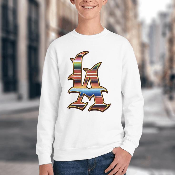 LA Sarape Los Angeles LA Sarape East LA Baseball Mexican Premium Tri-Blend Youth Crewneck Sweatshirt LA Sarape Los Angeles LA Sarape East LA Baseball Mexican Premium Tri-Blend Youth Crewneck Sweatshirt
