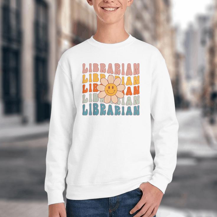 Librarian Retro Find Me At The Library Back To School Youth Crewneck Sweatshirt Librarian Retro Find Me At The Library Back To School Youth Crewneck Sweatshirt