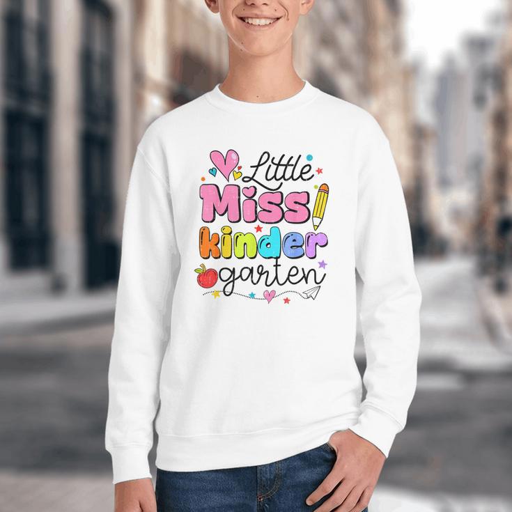 Little Miss Kindergarten Back To School Cute Kinder Girls Youth Crewneck Sweatshirt