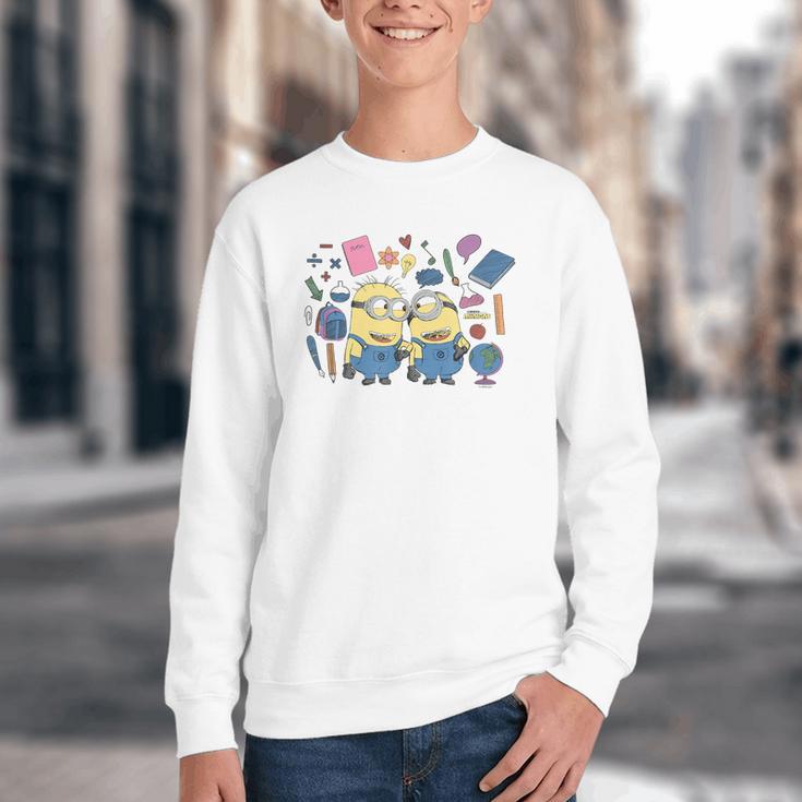 Minions Back To School Sketched Youth Crewneck Sweatshirt