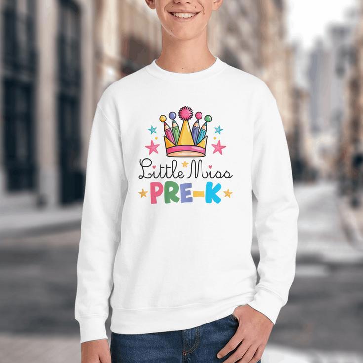 Miss Pre-K Pencils Crown Cute Back To School First Day Girls Youth Crewneck Sweatshirt Miss Pre-K Pencils Crown Cute Back To School First Day Girls Youth Crewneck Sweatshirt