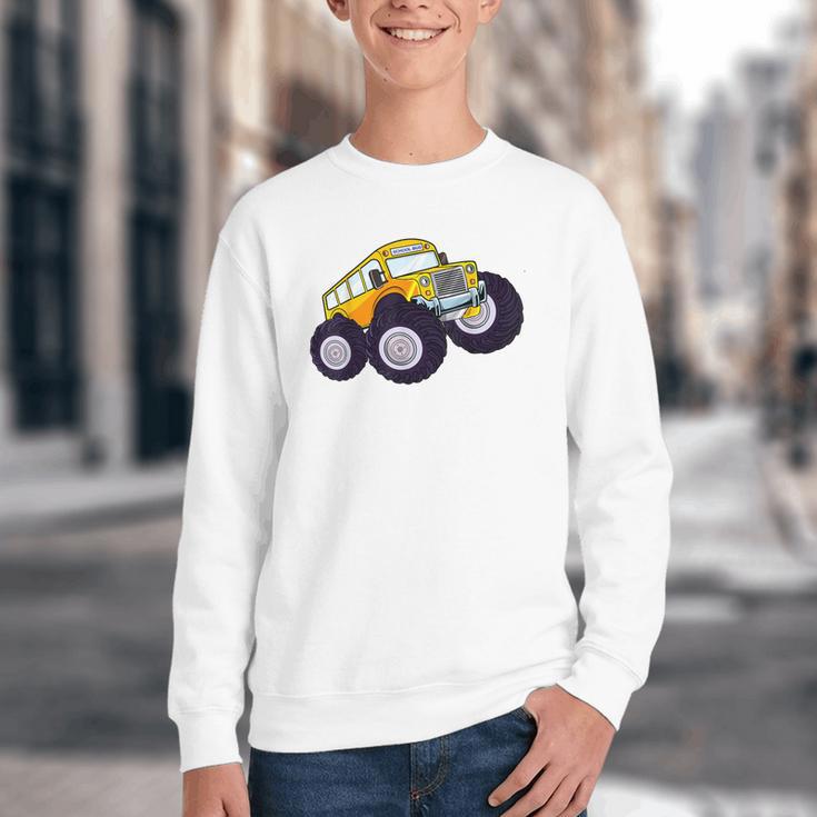 Monster Truck School Bus Yellow Back To School Kids Toddler Youth Crewneck Sweatshirt Monster Truck School Bus Yellow Back To School Kids Toddler Youth Crewneck Sweatshirt