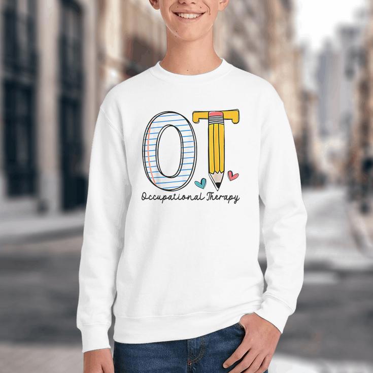Pediatric Occupational Therapy Paper Pencil Back To School Youth Crewneck Sweatshirt