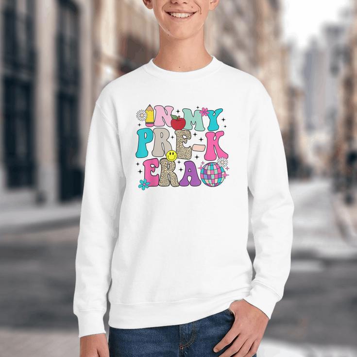 In My Pre-K Era Back To School Retro Groovy Preschool Youth Crewneck Sweatshirt
