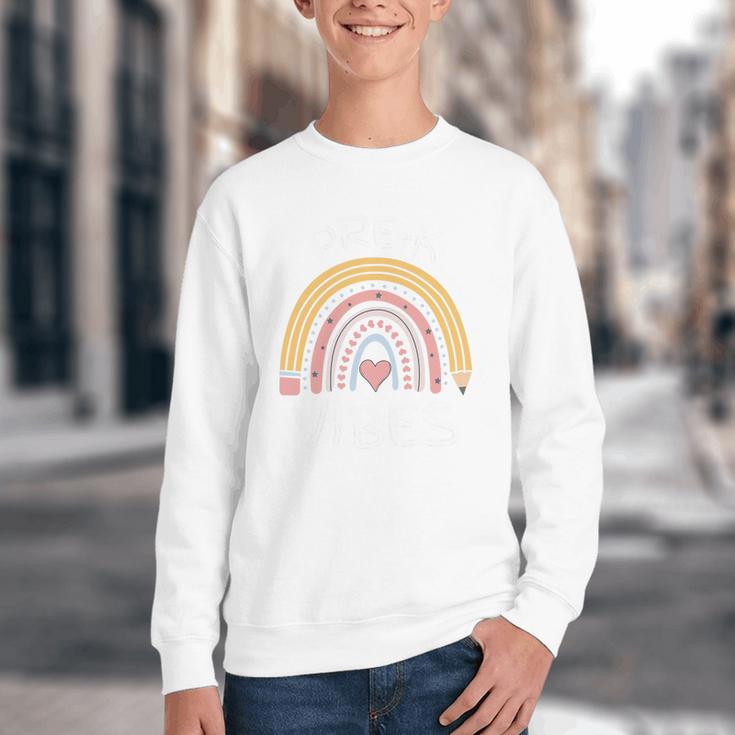 Pre-K Vibes Pencil Rainbow Back To School Boys Girls Kids Premium Tri-Blend Youth Crewneck Sweatshirt