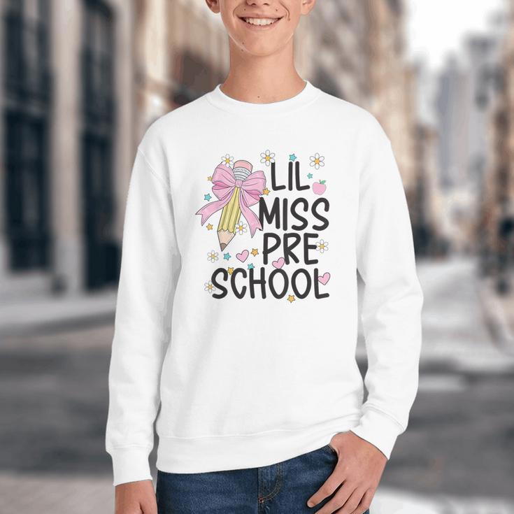 Preschool Little Miss Back To School Girls Kids Preschool Youth Crewneck Sweatshirt