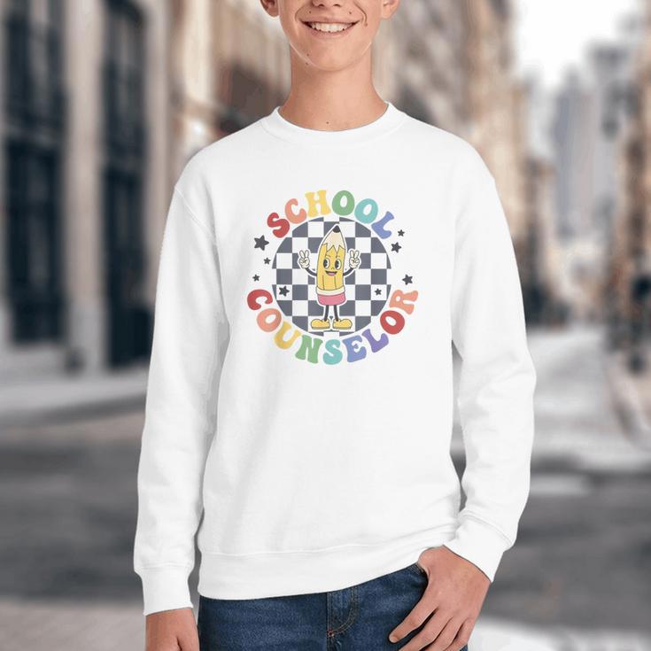 Retro Pencil School Counselor Back To School For Counselor Youth Crewneck Sweatshirt