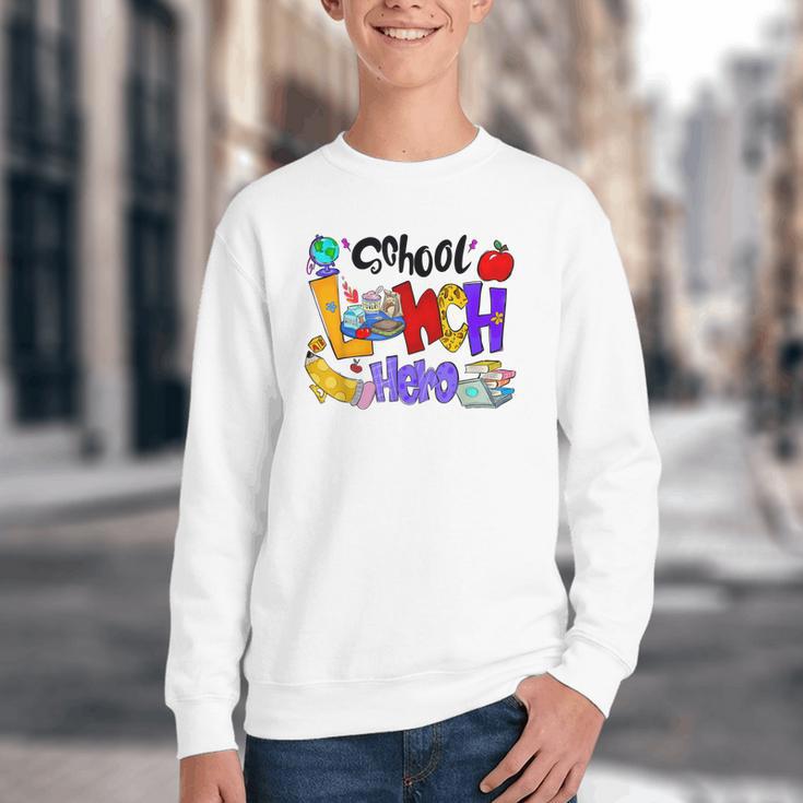 School Lunch Hero Cafeteria Squad Workers Back To School Youth Crewneck Sweatshirt School Lunch Hero Cafeteria Squad Workers Back To School Youth Crewneck Sweatshirt