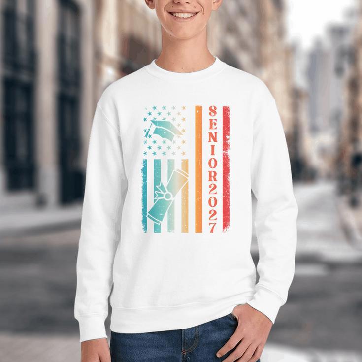 Senior 2027 Class Of 2027 Graduation USA Flag Back To School Performance Youth Crewneck Sweatshirt