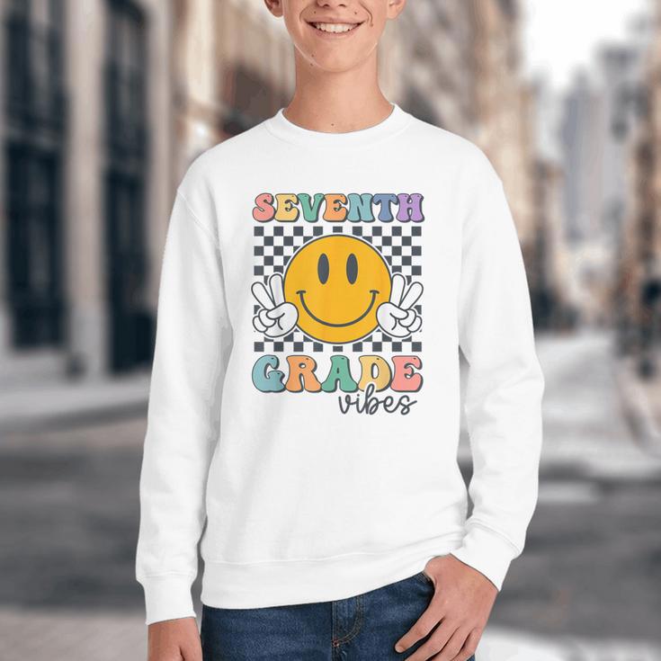 Seventh Grade Vibes Cute Smile Back To School 7th Grade Team Youth Crewneck Sweatshirt Seventh Grade Vibes Cute Smile Back To School 7th Grade Team Youth Crewneck Sweatshirt