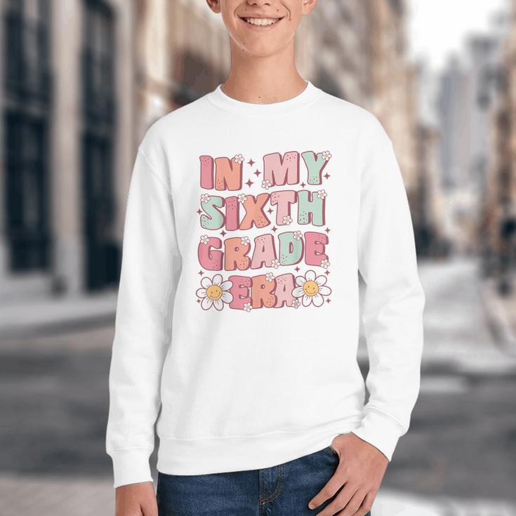 In My Sixth Grade Era Cute Groovy 6th Grade Back To School Youth Crewneck Sweatshirt