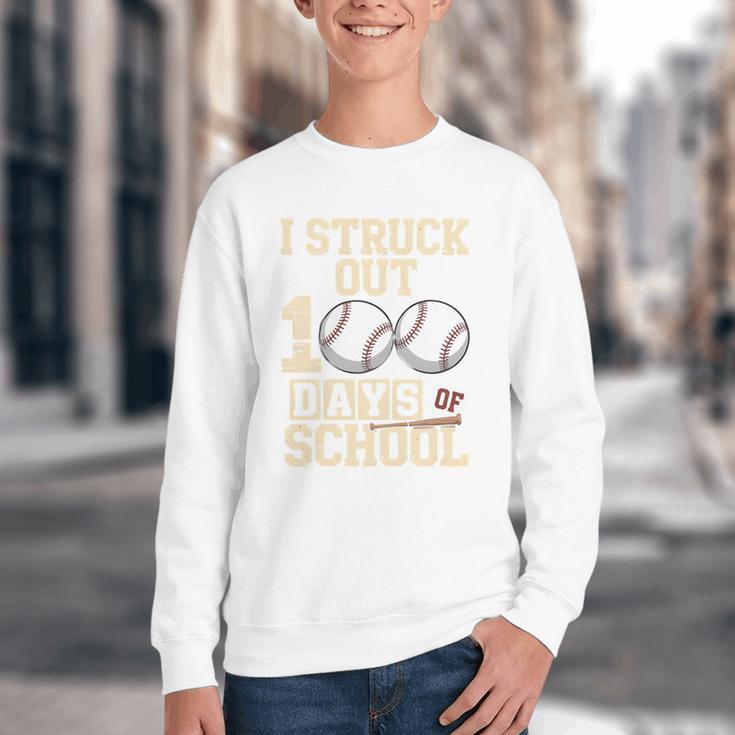I Struck Out 100 Days Of School Baseball Fan Students Batter Premium Tri-Blend Youth Crewneck Sweatshirt I Struck Out 100 Days Of School Baseball Fan Students Batter Premium Tri-Blend Youth Crewneck Sweatshirt