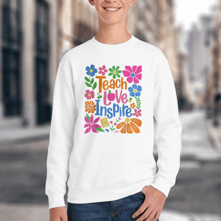 Teach Love Inspire Back To School Youth Crewneck Sweatshirt Teach Love Inspire Back To School Youth Crewneck Sweatshirt