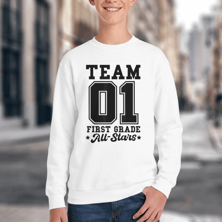 Team 1st Grade All-Stars Back To School Sports Jersey Youth Crewneck Sweatshirt Team 1st Grade All-Stars Back To School Sports Jersey Youth Crewneck Sweatshirt