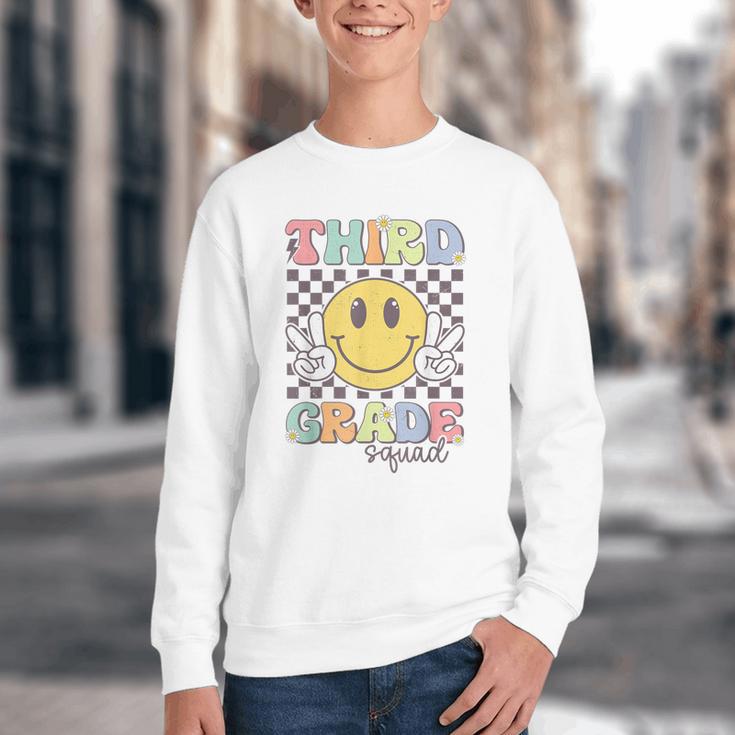 Third Grade Squad Smile Face 3rd Grade Back To School Youth Crewneck Sweatshirt