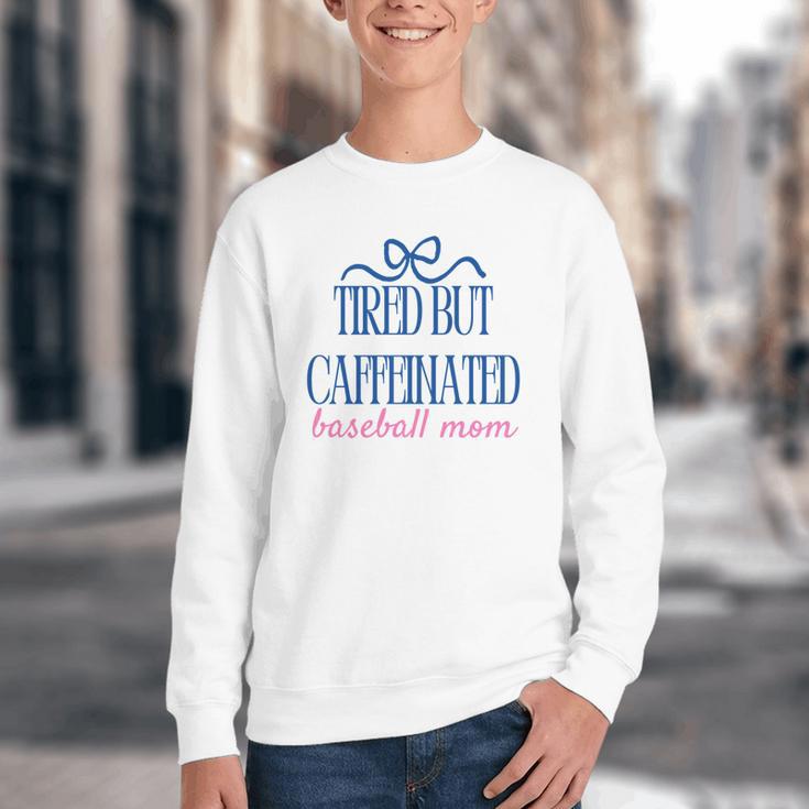 Tired But Caffeinated Baseball Mom Trendy Tired Baseball Mom Youth Crewneck Sweatshirt Tired But Caffeinated Baseball Mom Trendy Tired Baseball Mom Youth Crewneck Sweatshirt