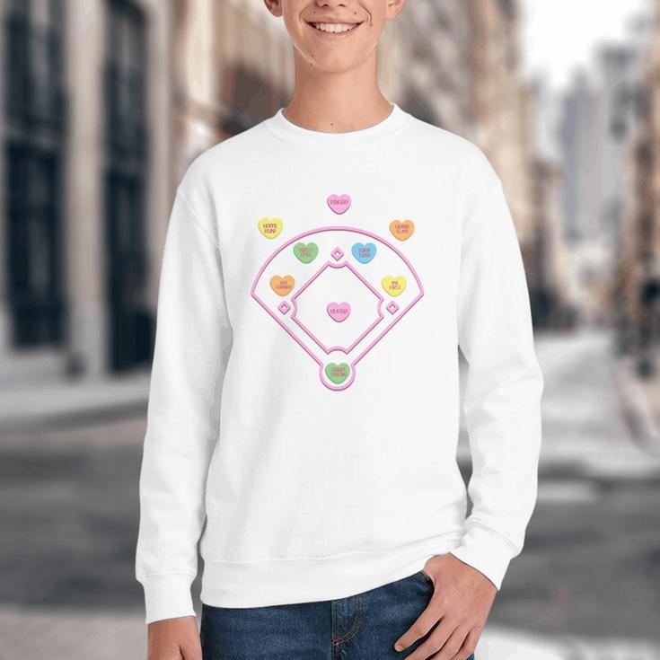 Valentine Heart Love Cute Baseball Softball Lover Sayings Youth Crewneck Sweatshirt Valentine Heart Love Cute Baseball Softball Lover Sayings Youth Crewneck Sweatshirt