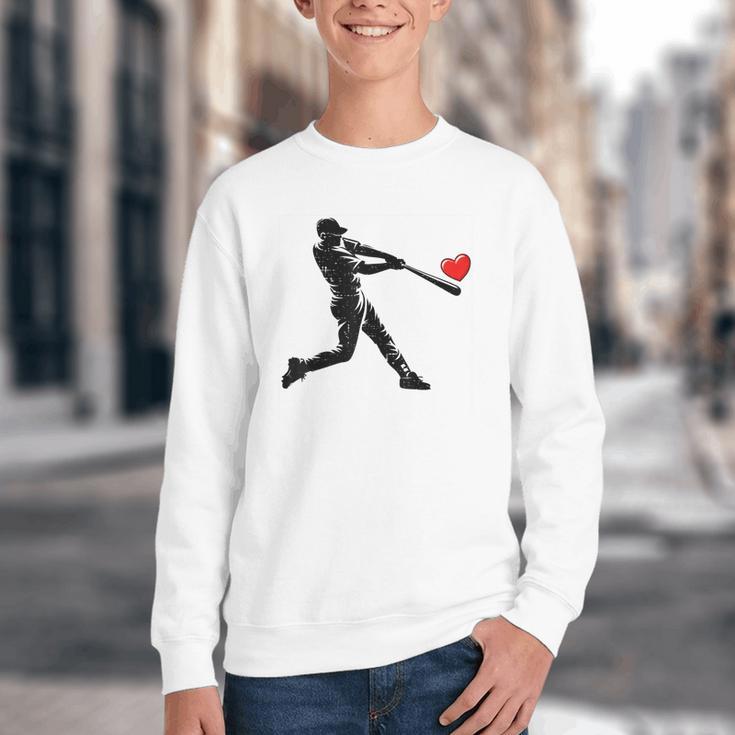 Valentines Day Baseball Batter Silhouette Heart Men Boys Kid Youth Crewneck Sweatshirt Valentines Day Baseball Batter Silhouette Heart Men Boys Kid Youth Crewneck Sweatshirt