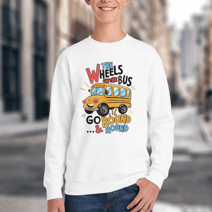 The Wheels On The Bus Toddler Kids Back To School Youth Crewneck Sweatshirt