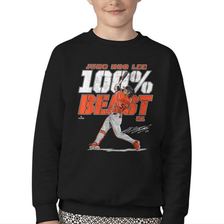 100 Beast Jung Hoo Lee San Francisco Baseball MLBPA Youth Crewneck Sweatshirt
