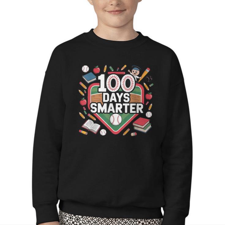 100 Day Baseball School Sports Kids Youth Crewneck Sweatshirt