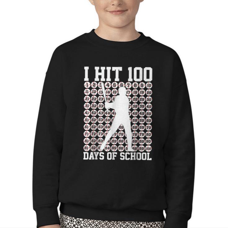 100 Days Of School Boys Kids 100th Day Balls For Baseball Youth Crewneck Sweatshirt