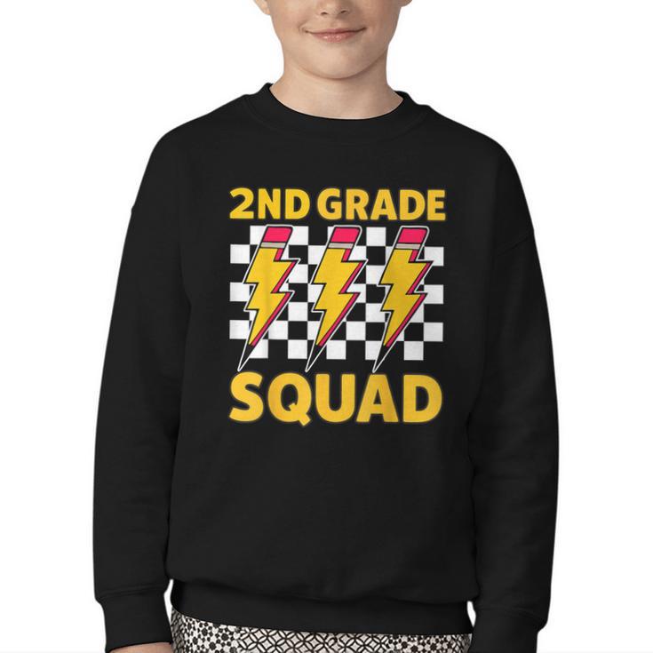 2nd Grade Lightning Bolt Second Grade Squad Back To School Youth Crewneck Sweatshirt